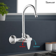 Spectra Single Lever Wall - Mount Kitchen Sink Mixer Tap with Swivel Spout (18 Inches) - by Specule